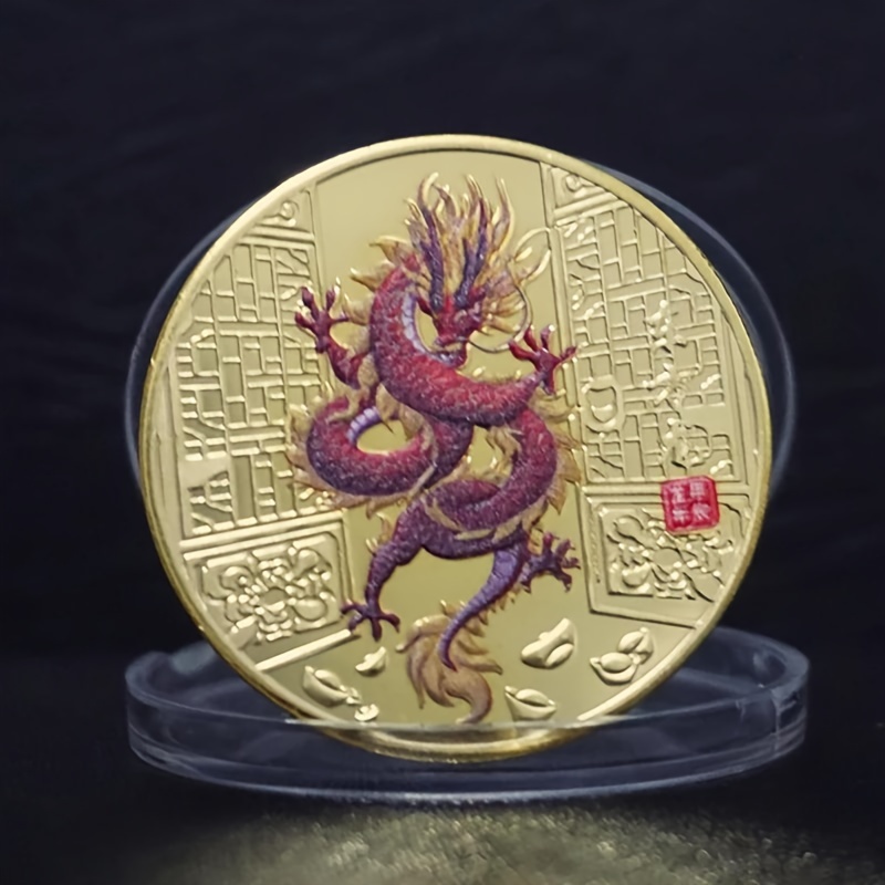 Pièce Commémorative Porte-bonheur Pour Le Zodiaque Chinois, L'année Du  Dragon, 5 Pièces/ensemble, Mode en ligne