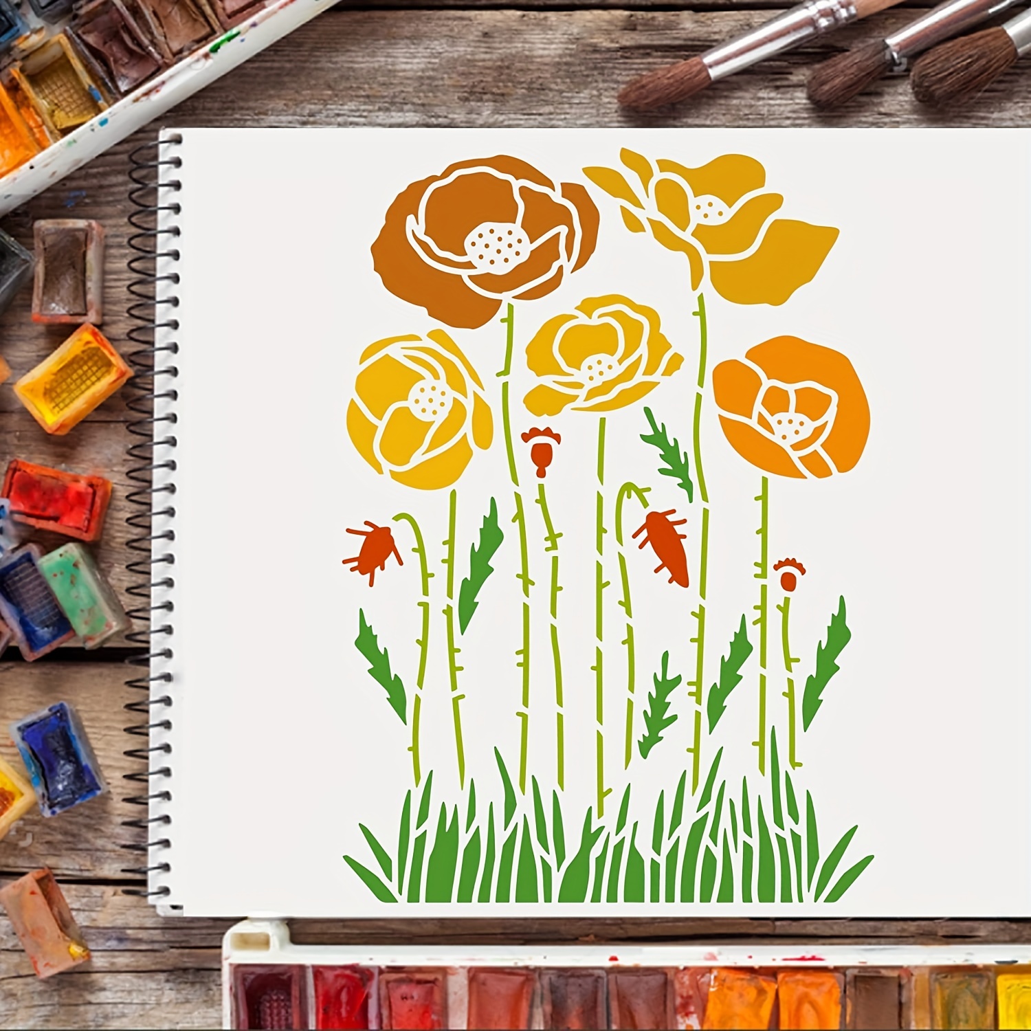 Reusable Stencils For Crafts Wild Flower Stencils Art - Temu