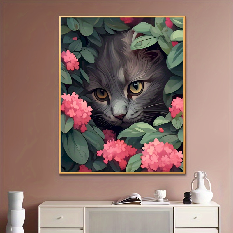 1pc Kit Di Pittura A Diamante 5D Gatto Nei Fiori Fai Da Te Pittura A Ricamo  Di Diamanti Completa Decorazione Per Pareti Domestiche Con Strass  30x40cm/12x16inch Senza Cornice - Temu Italy