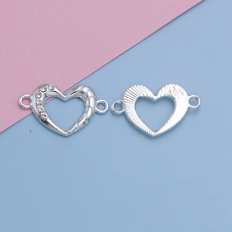 Silver Plated Heart Charms Flower Pendants For Jewelry - Temu