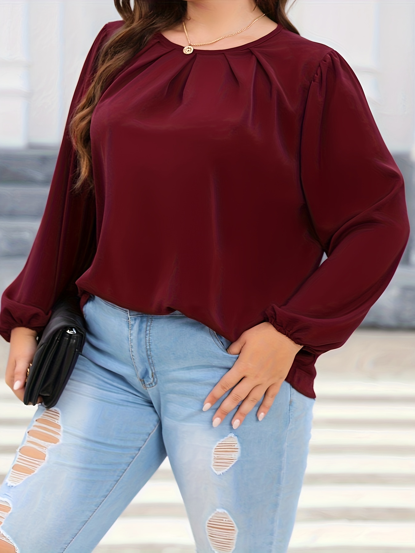 plus size maroon blouse