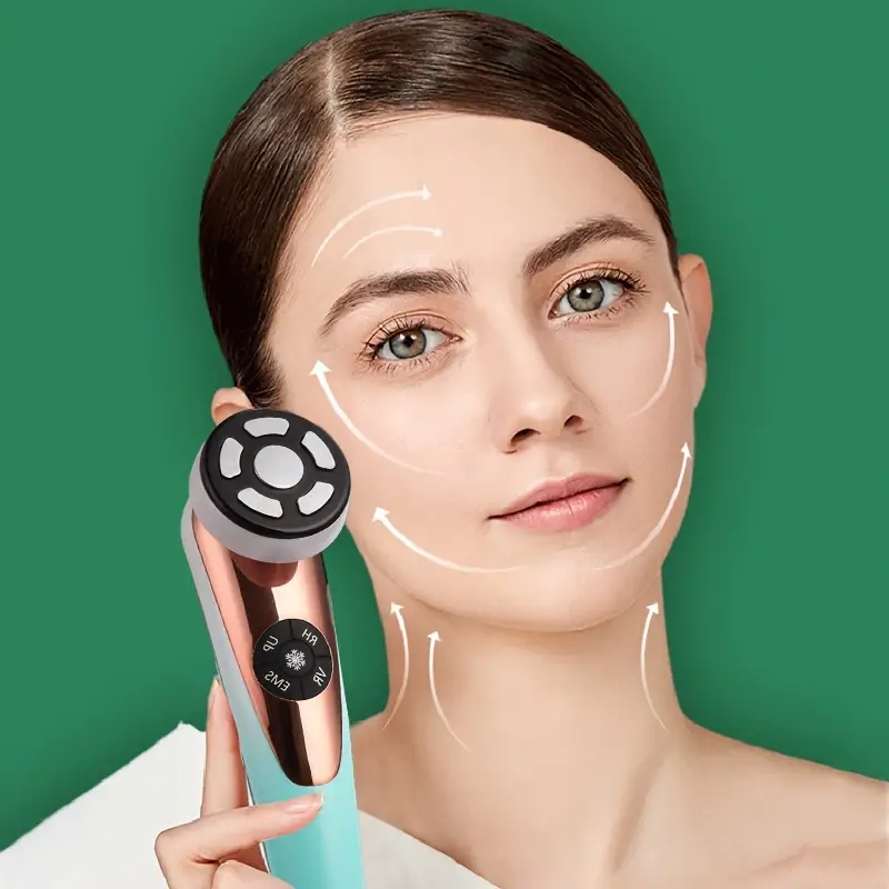 face massager galvanic facial machine radiofrequency skin tightening device household ems microcurrent ice compress face machine beauty eye instrument green details 1