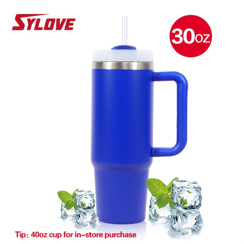 Tumbler With Handle And Straw Lid, Reusable Stainless Steel Insulated  Travel Mug Leakproof Iced Coffee Cup For Outdoor Sports Running Swimming  Hiking - Temu