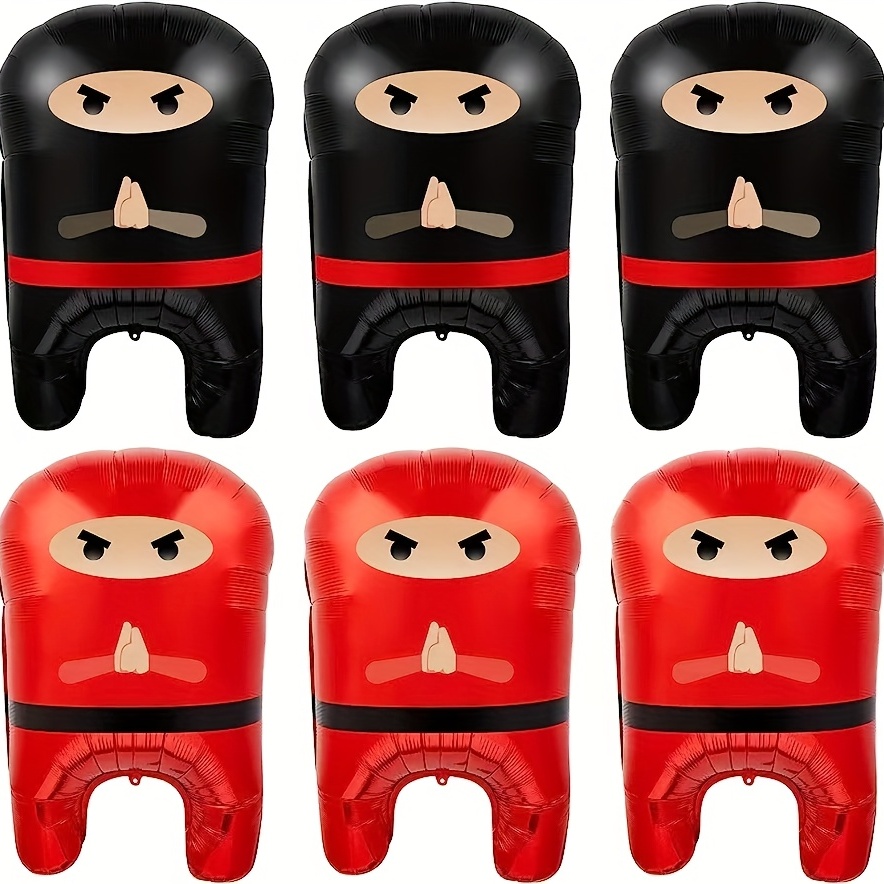 

6pcs, Ninja Warrior Birthday Party Balloons - Red And Black Ninja Theme Party Supplies For Boys - Perfect For Baby Showers And Birthday Celebrations