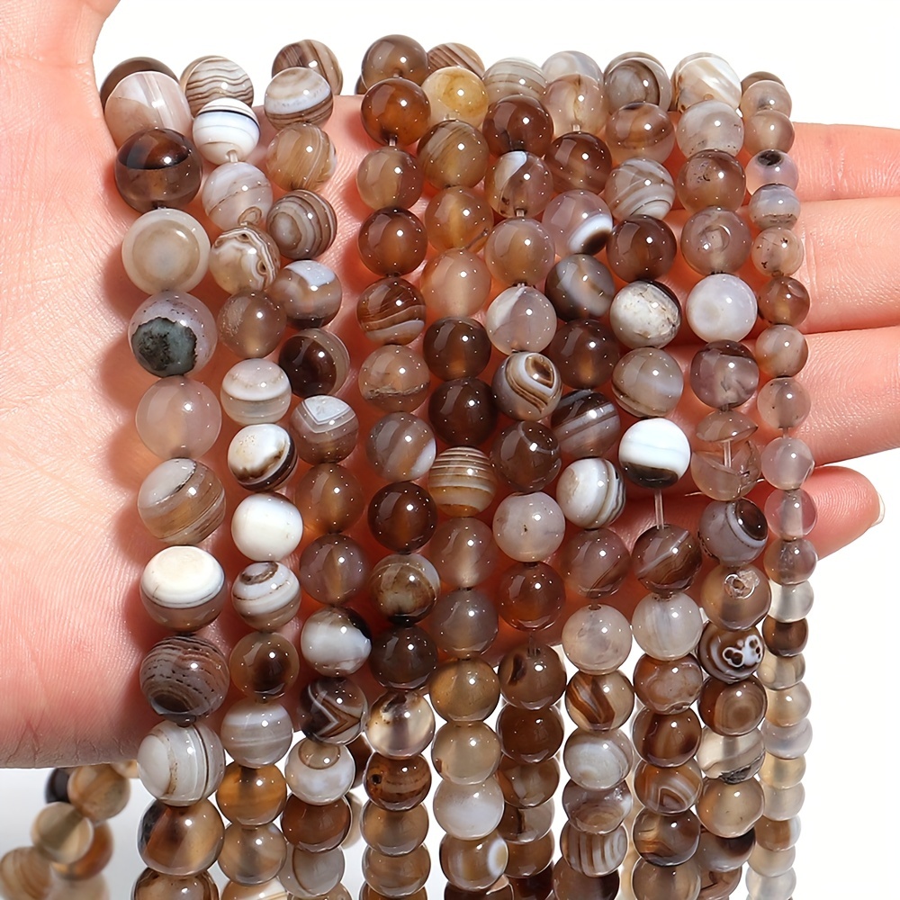 4-12mm Natural Stone Matte Black Agates White Onyx Smooth Loose Beads For  DIY Jewelry Making Charm Bracelet Necklace Accessories