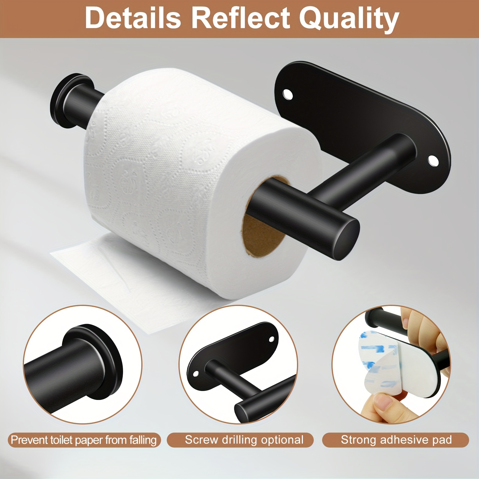  KES LA230BK-42 - Juego de accesorios para baño, 4 piezas,  soporte para papel higiénico, gancho para toallas, soporte para toallas de  mano, montado en la pared, color negro mate : Herramientas