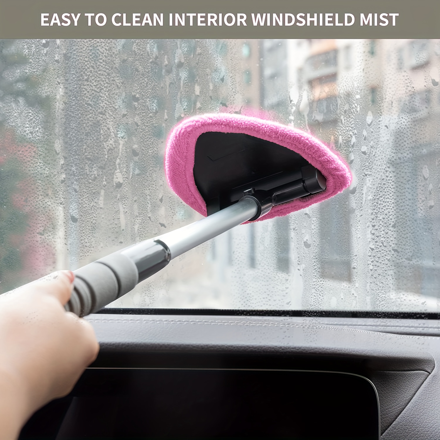 Windshield Cleaner -Microfiber Car Window Cleaning Tool with Extendable  Handle Cloth Pad Head Auto Interior Exterior Glass Wiper Car Glass Cleaner  Kit