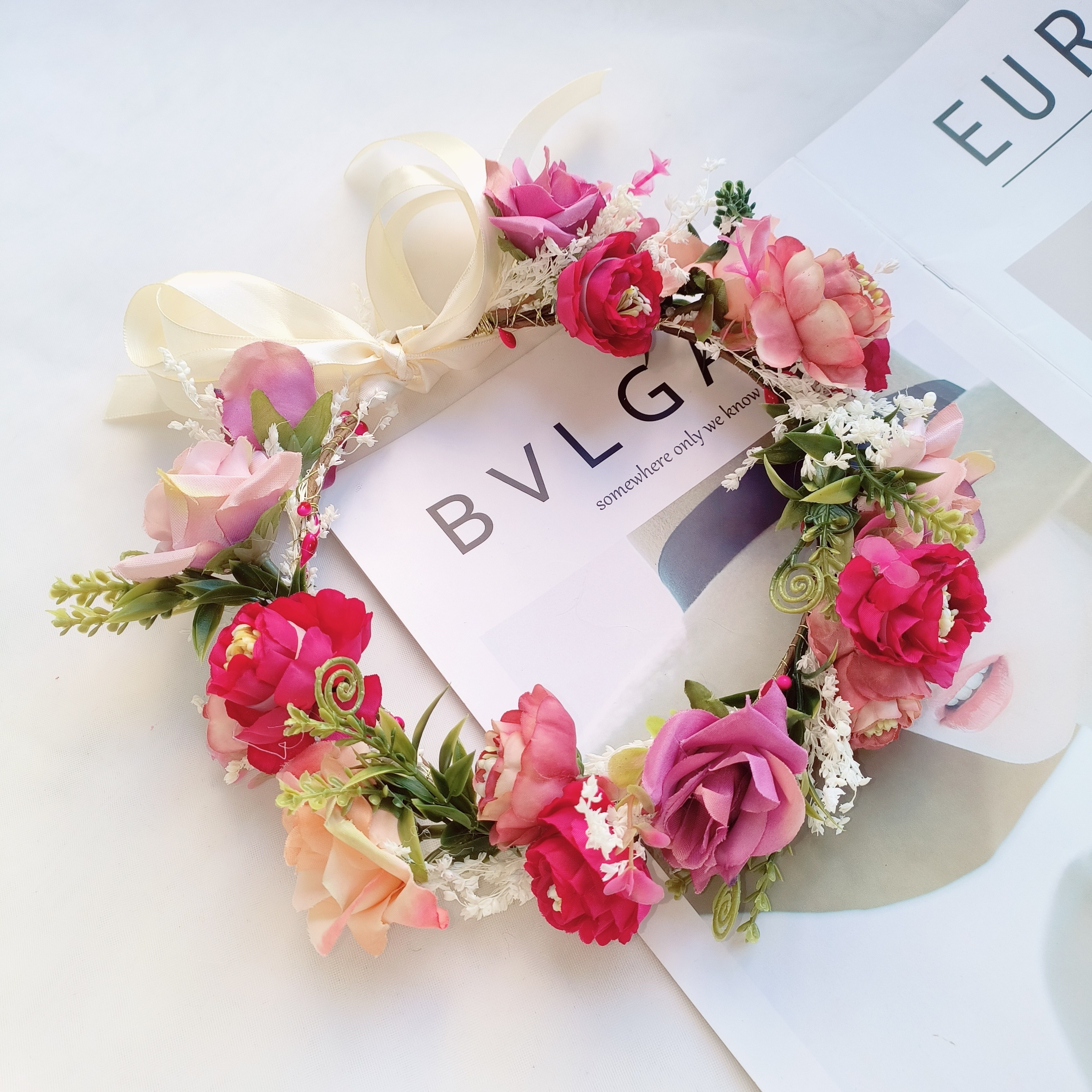 E-shop Damen Vollkreis Rosenkranz, süße Alltagskleidung, für Fotoshootings und Geburtstagsfeier Haar-Accessoires