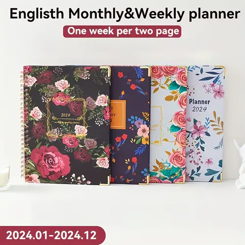 2024 Planner A4 Weekly And Monthly With Flexible Cover, 8.3 X 11,  Calendar Planner From Jan 2024 To Dec 2024 With Twin-Wire Binding,  Holidays,12 Printed Monthly Tabs,Back Pocket, 69 Sheets