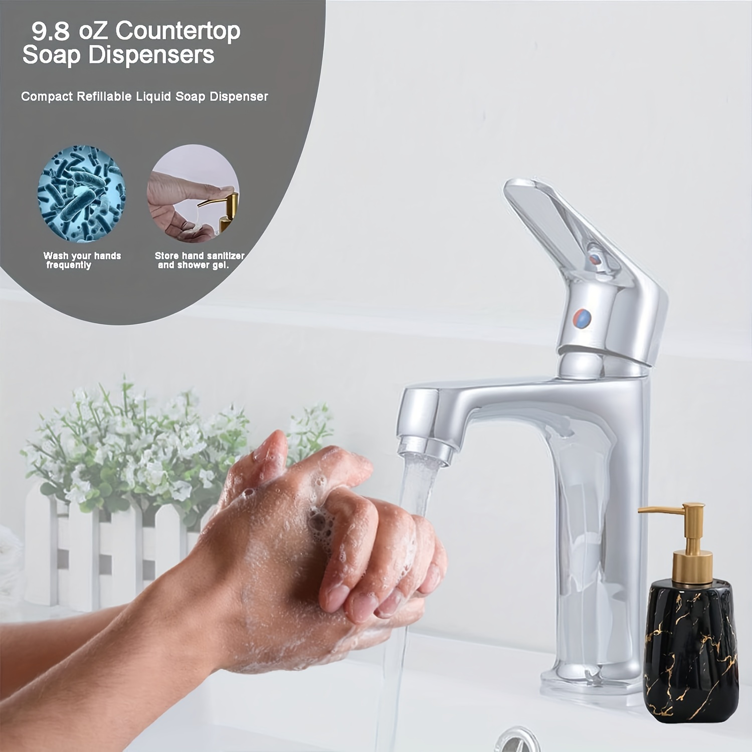 350ML Liquid Soap Dispenser Kitchen Sink Countertop Hand Lotion