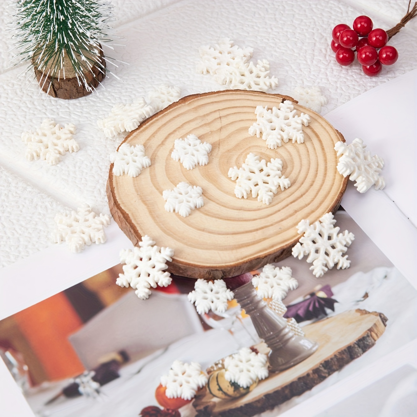 20pcs Moss Micro Landscape Ornament,Christmas Snowflakes Christmas Holiday  Decorations, Home Decoration Ornaments, (10pcs Large Snowflakes,10pcs Small