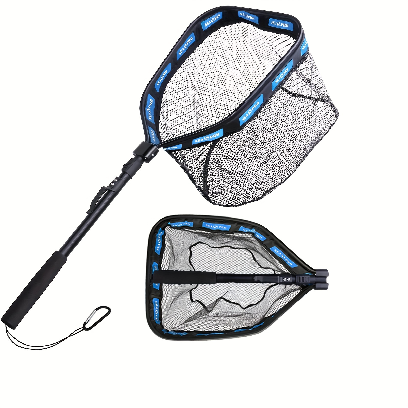 1pc Portable Fishing Landing Net - Folding Telescopic Fishing Net With  Lanyard