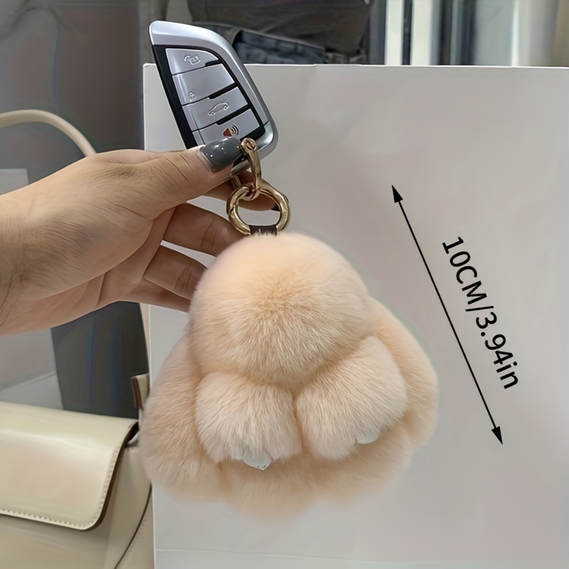 Fluffy Fur Pom Pom Keychain Soft Faux Rabbit Fur Ball Car Keyring Pompom  Key Chains Key holder Women Bag Pendant Jewelry Gifts