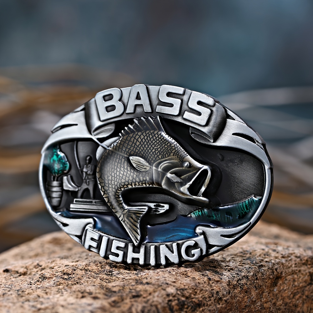 Silver Western Bass Fishing Belt Buckle - Catch More Fish in Style!