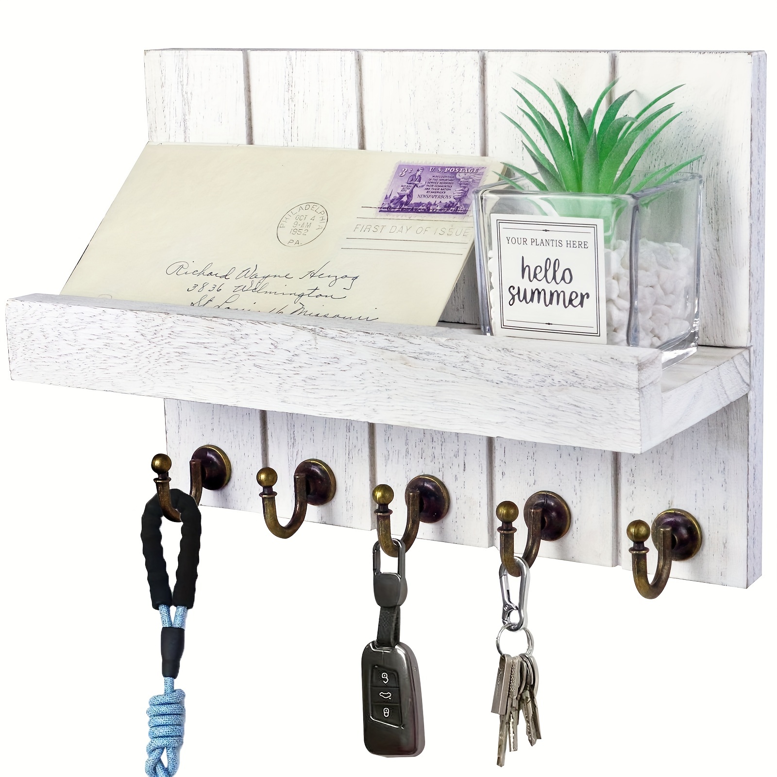 Wood Key Mail Holder Wall Mounted Key Holder 5 Vintage Key - Temu