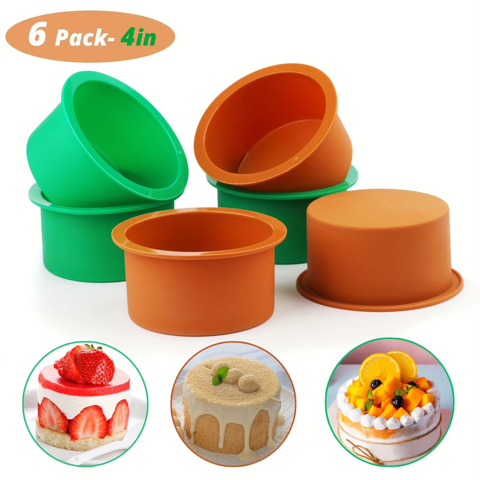 Round Silicone Pan Set - 6 Pack 4 - 6Inch Baking Cake Mold, Quick Release  Baking Pans for Muffin, Cupcake, Layer Cake, Cheese Cake, Rainbow Cake and