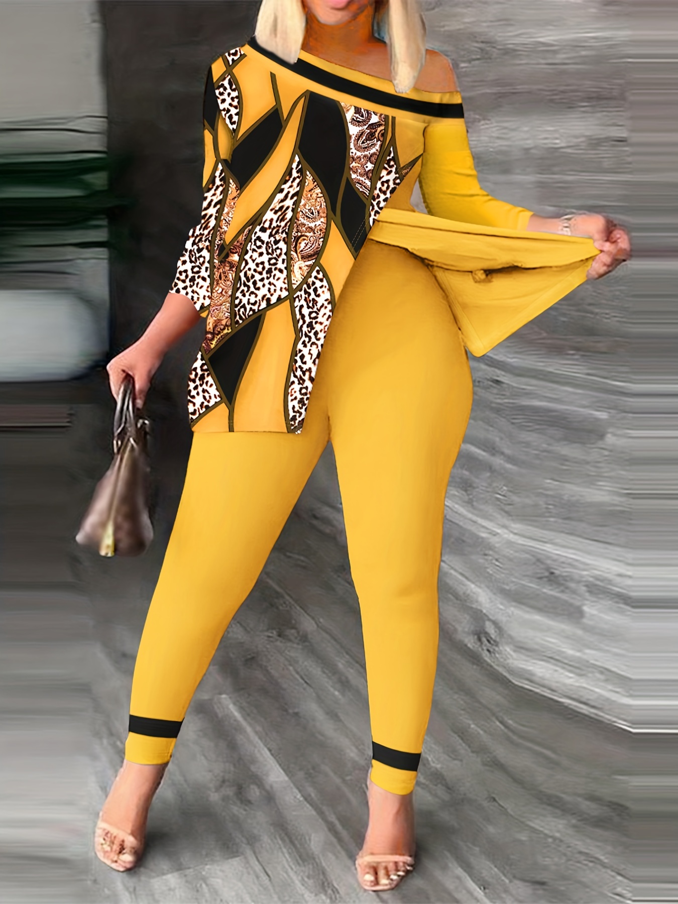 Plus Size Retro Outfits Set Women's Plus Leopard Paisley - Temu