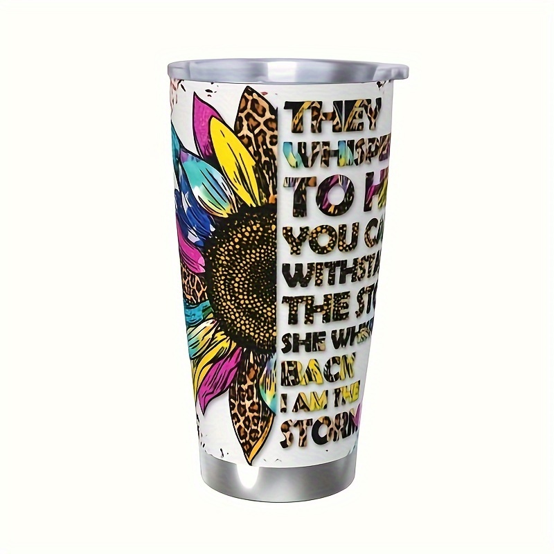 

1pc 20oz, Stainless Steel Car Cup, She Whispered Back I Am The Storm Print Design, Double-walled Vacuum Insulated Travel Coffee Cup With Lid