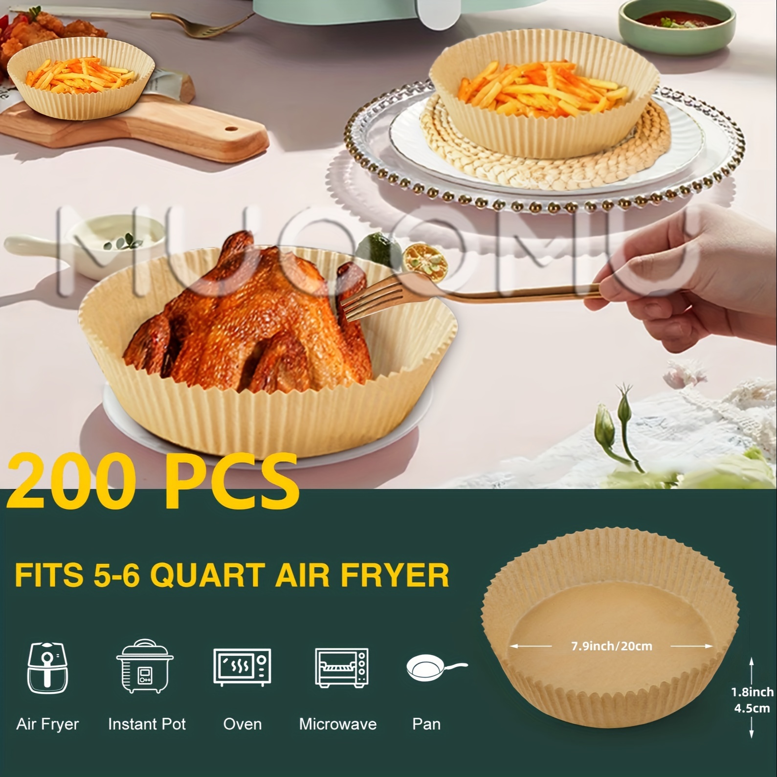 100PCS Air Fryer Disposable Round Non-Stick Baking Paper Parchment