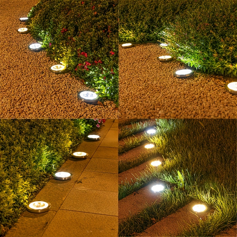 4 luces solares para valla a prueba de agua, 8 luces LED para exteriores,  luces solares de pared para escaleras, valla, terraza, patio, color blanco
