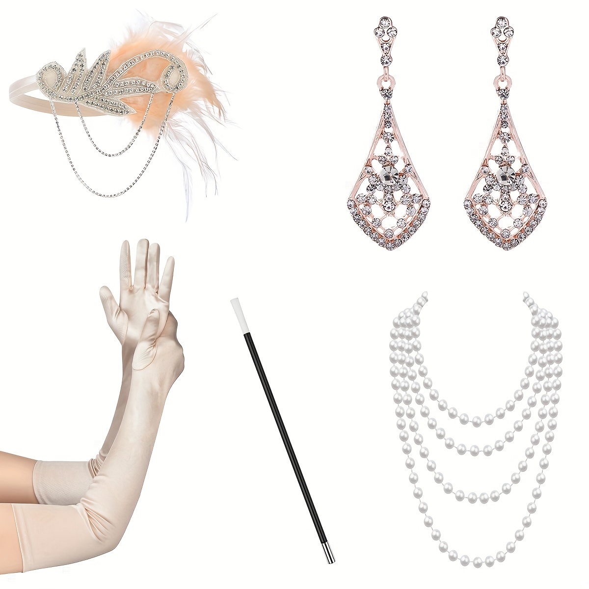 Super accessoires Gatsby pour femmes, accessoires à clapet noir
