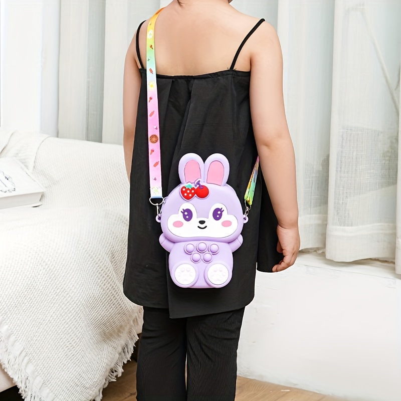 girls silicone coin purse cute rabbit shoulder bag push bubble sensory bag ideal choice for gifts