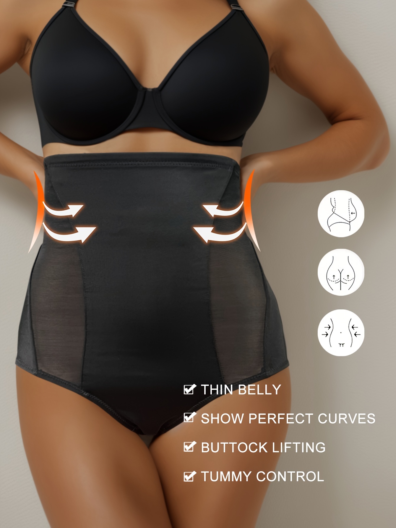 Breathable Mesh Shaping Panties High Tummy Control - Temu Canada