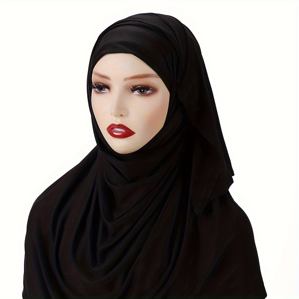 Solid Color Jersey Hijab Women Thin Breathable Scarf Long - Temu