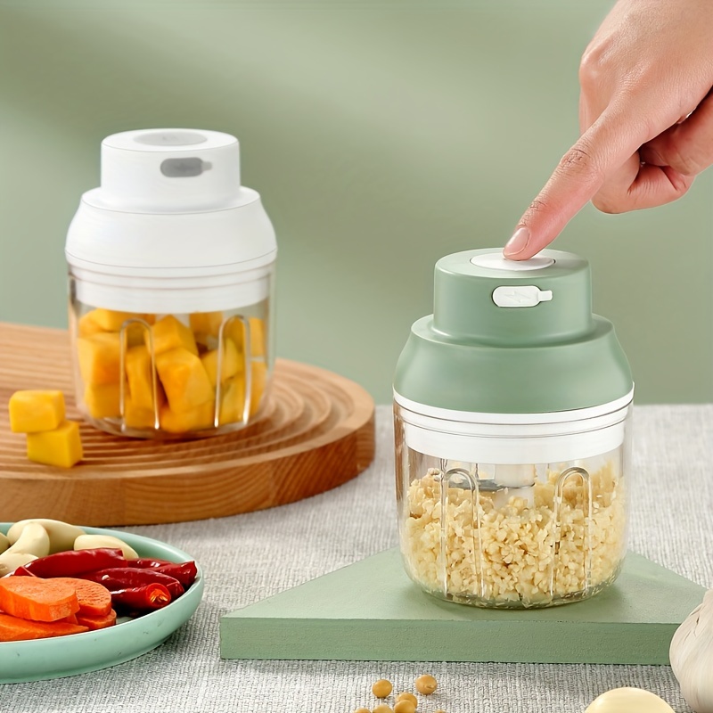 1pc Electric Vegetable Chopper-3 Blades Garlic Crusher 8.45oz Mini Wireless  Food Chopper, USB Rechargeable Meat Grinder For Kitchen Gadgets, For Garli