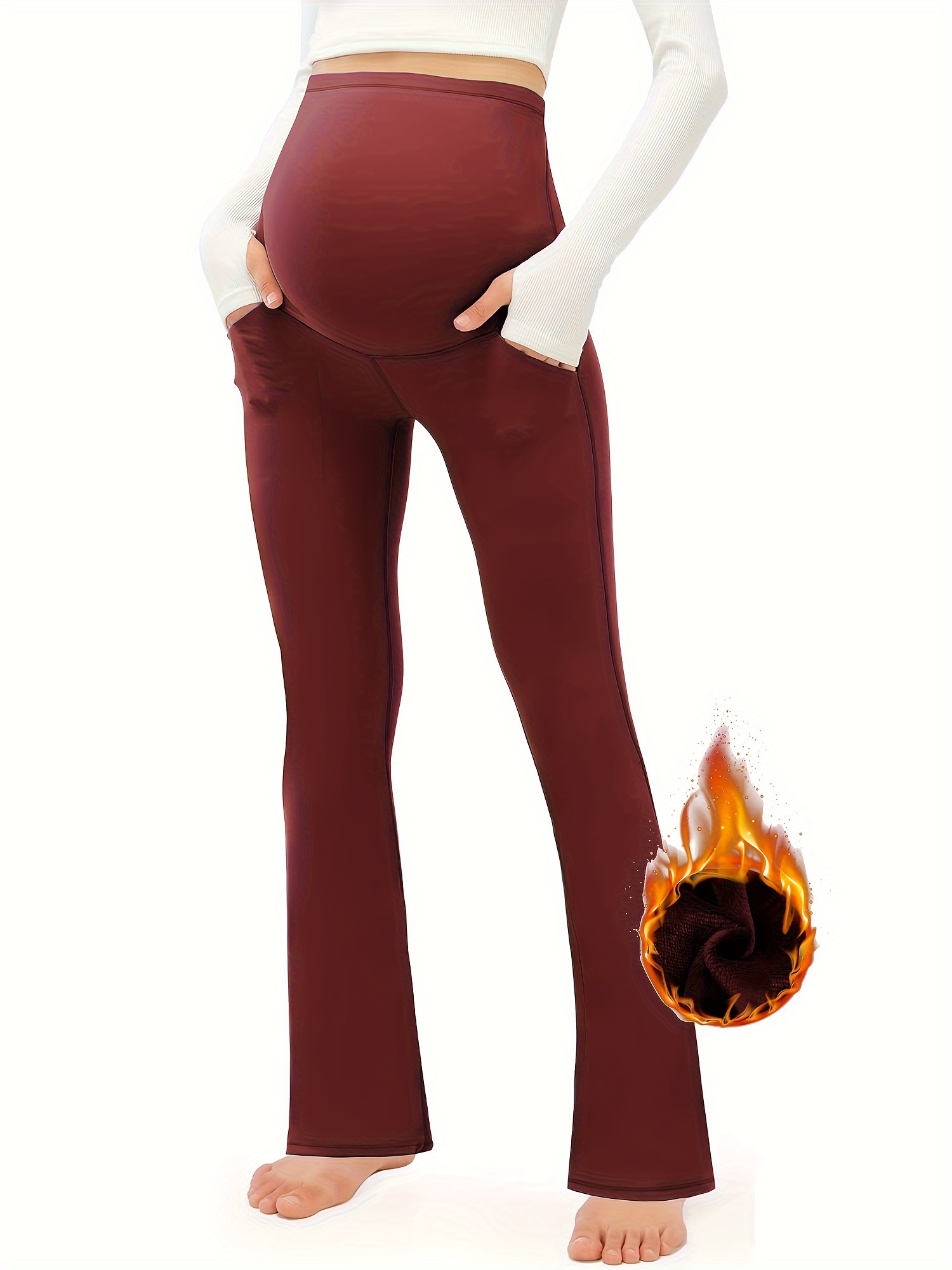 Women's Maternity Solid Flared Pants Slim Fit Medium - Temu