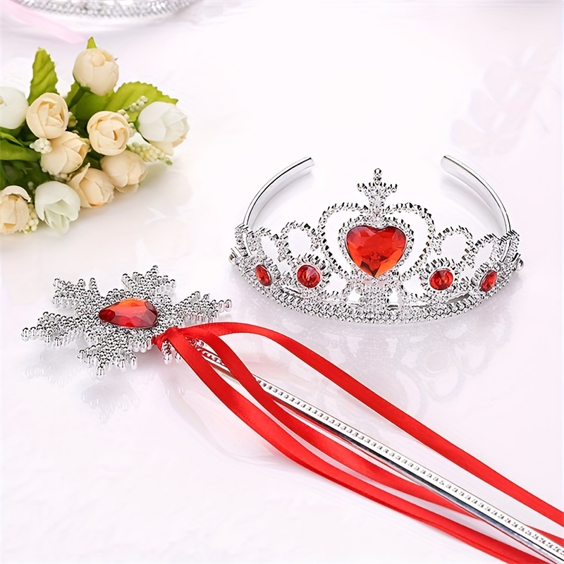 2pcs Set Di Accessori Principessa Snowflake Rhinestone Corona Di Cristallo  E Mazza Costume Cosplay Accessori Per Halloween Per Ragazze - Temu Italy