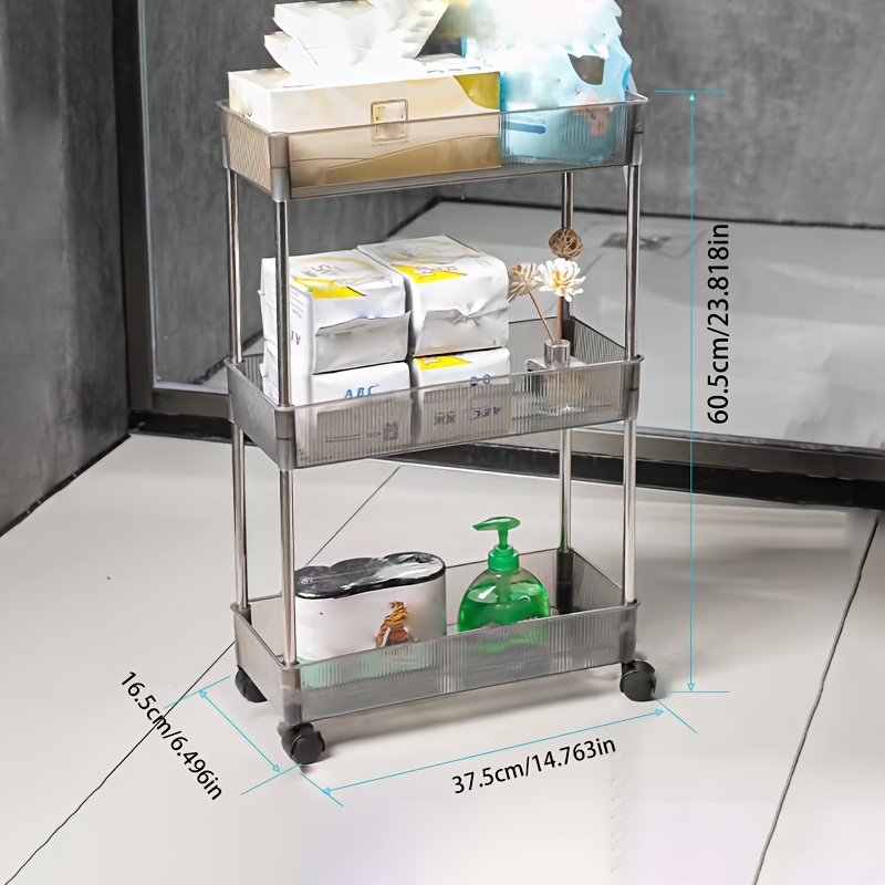 3 Tier Transparent Acrylic Snack Storage Cabinet, Living Room Kitchen  Trolley, Multi-layer Movable Floor Bedside Cosmetic Storage Rack - Temu