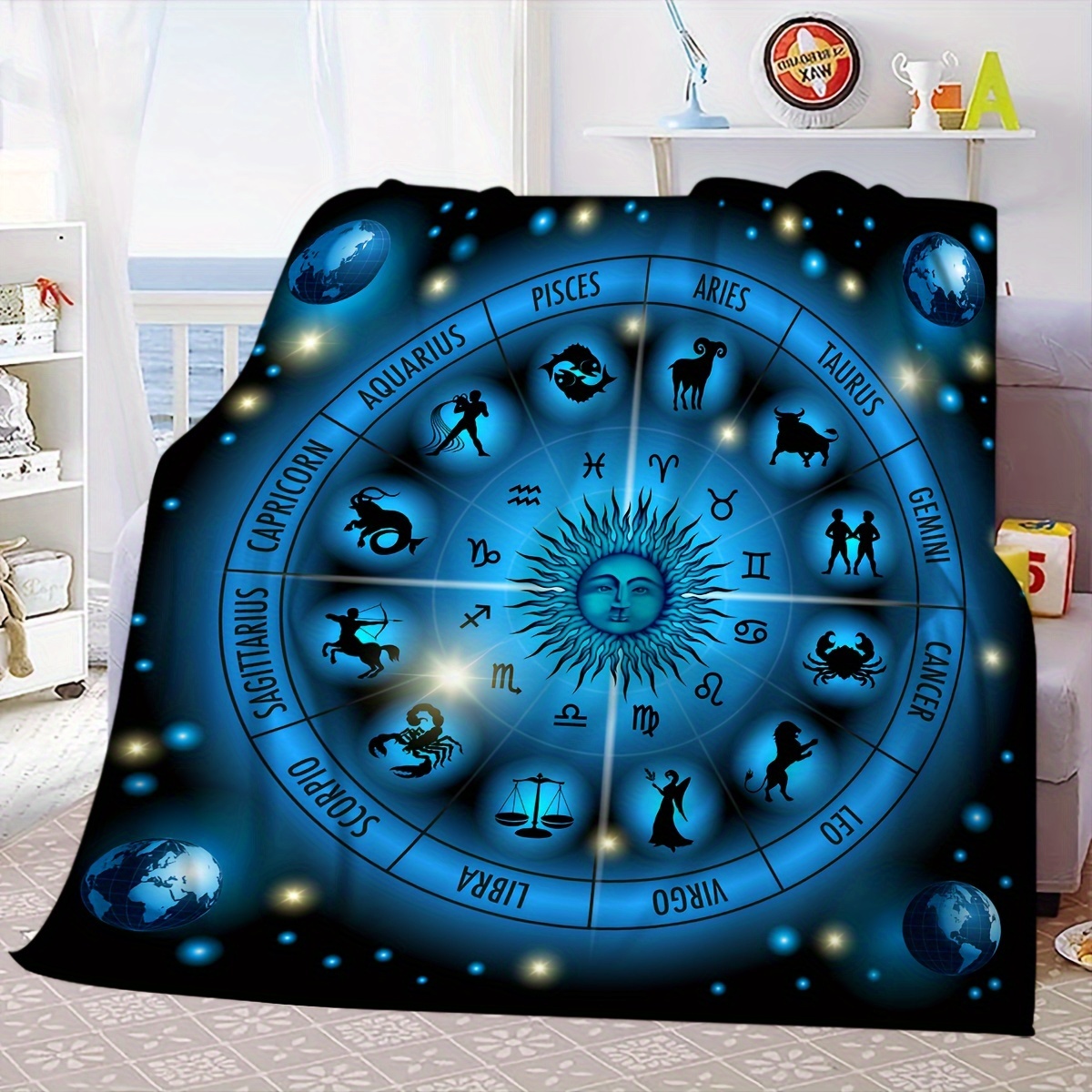 270gsm Zodiac Print Blanket Flannel Blanket Soft Warm Throw Temu