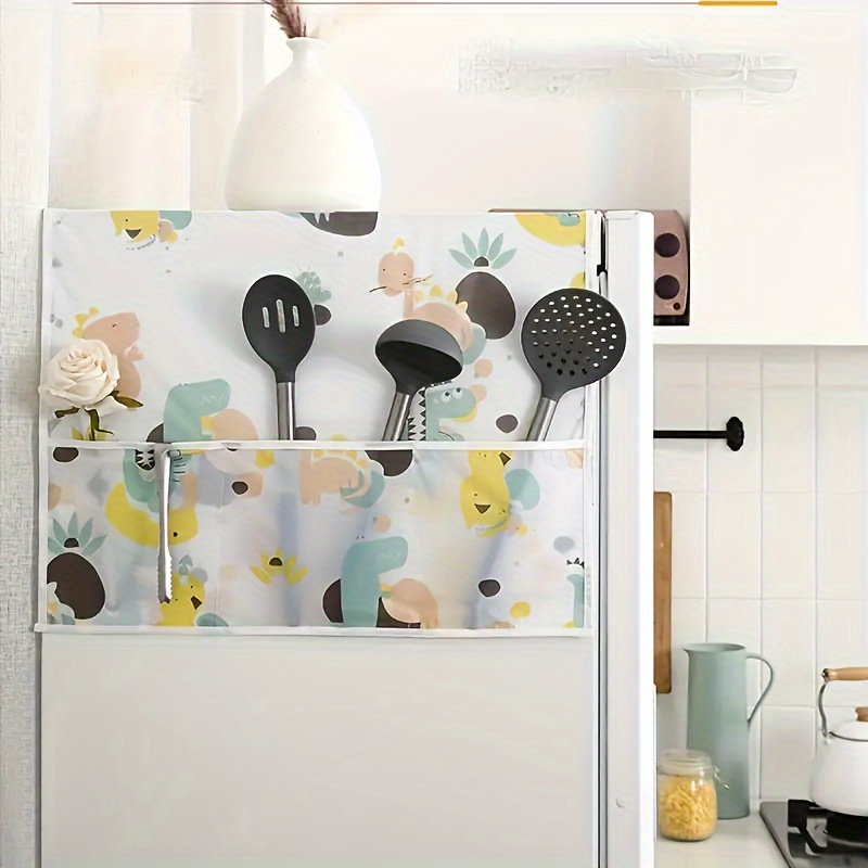 1pc Multi-functional Dust-proof Refrigerator Cover With Hanging Storage  Bag, Household Peva Waterproof Fridge Cloth