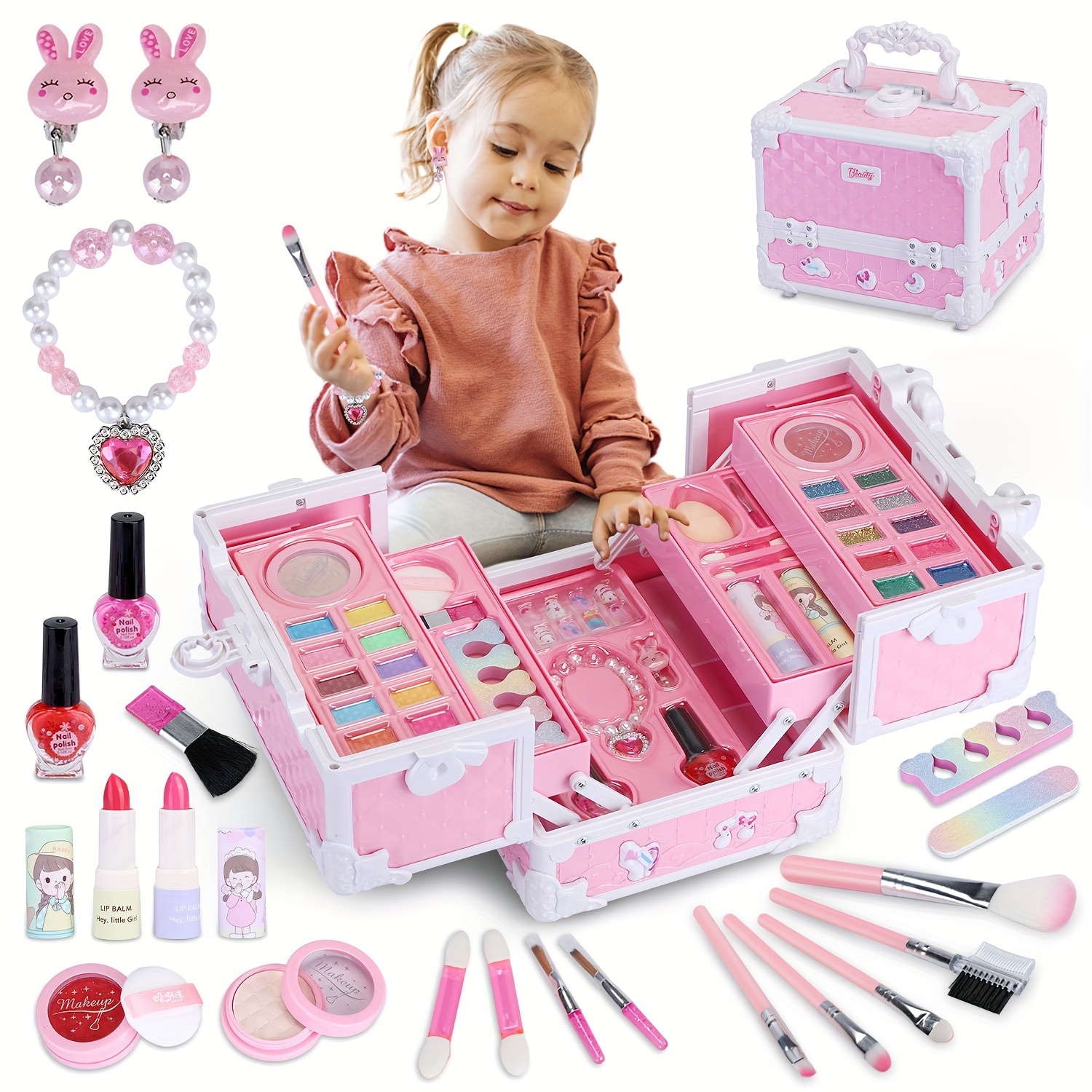 Pretend Makeup Kit Enfants Filles Frozen Princess Thème Faux Maquillage  Jouet Jeu Set avec Cosmétique Sac Noël Cadeau