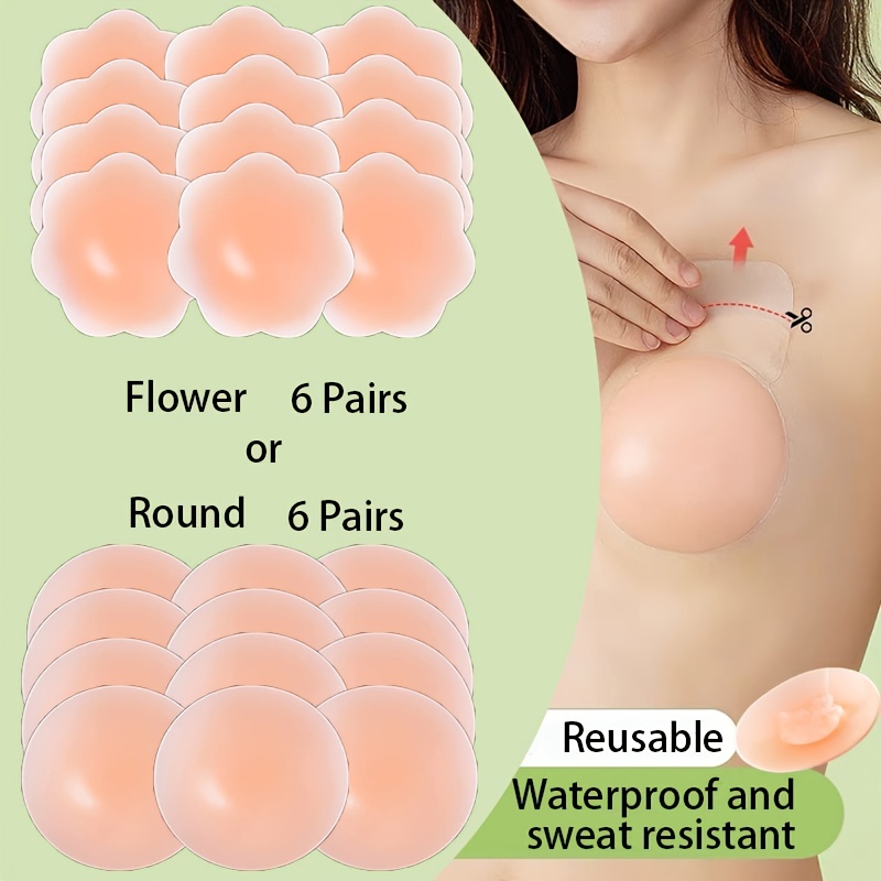 [6 Pairs] Reusable Nipple Covers, Seamless Silicone Self-Adhesive Nipple  Pasties, Women's Lingerie & Underwear Accessories