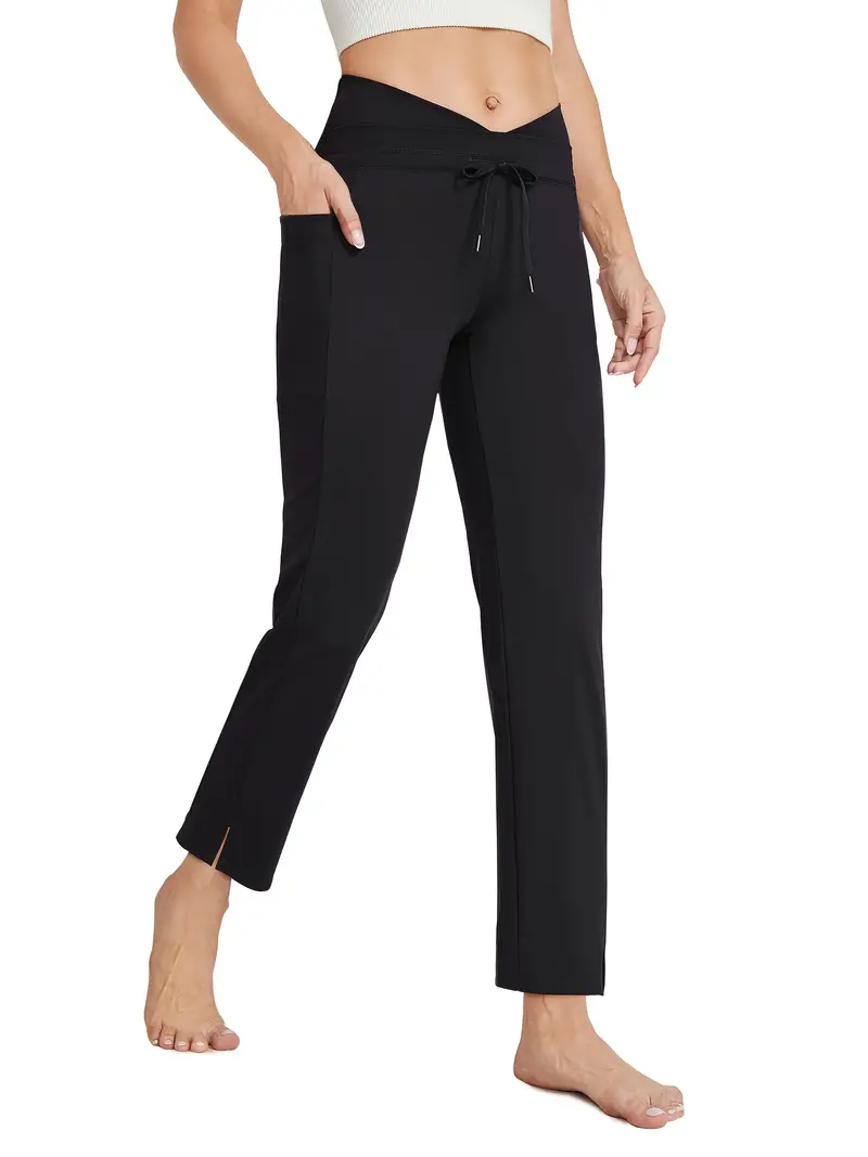 Women's Slim Fitted Workout Pants Side Pockets Perfect Yoga - Temu