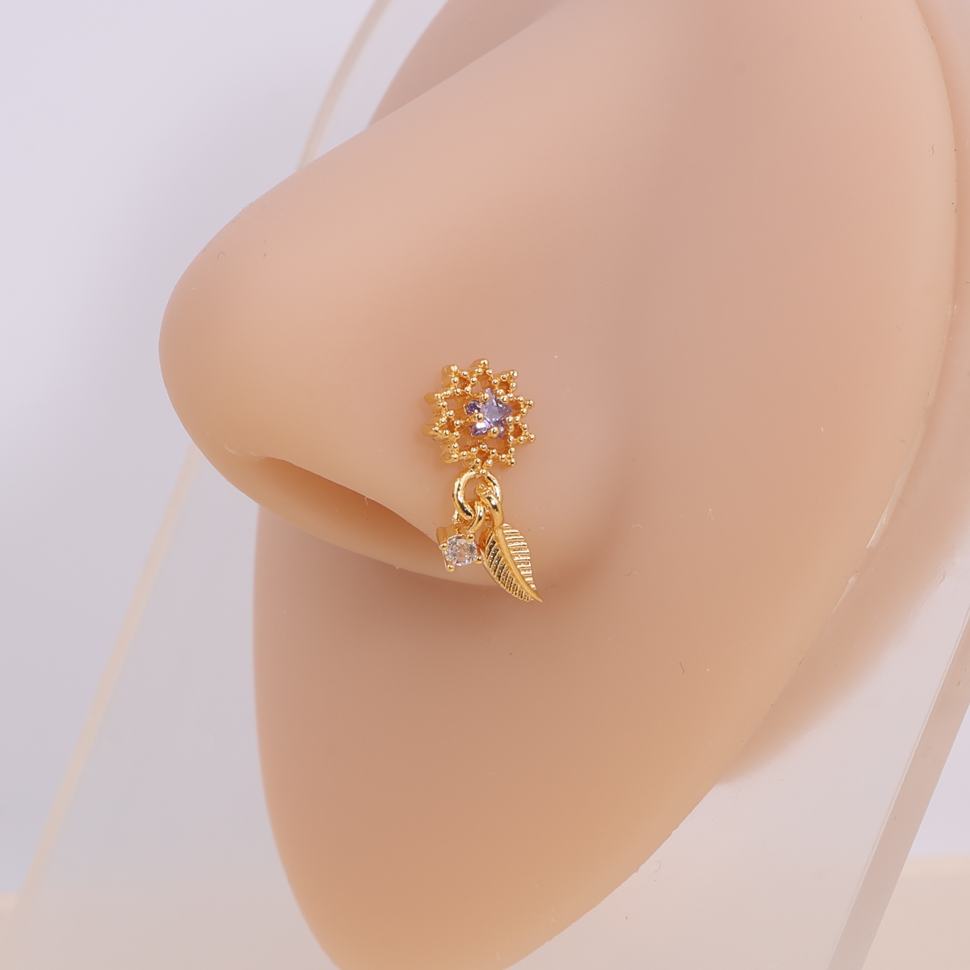 Love Heart Flower Etc Shape Nose Ring Inlaid Shiny Zircon Temu