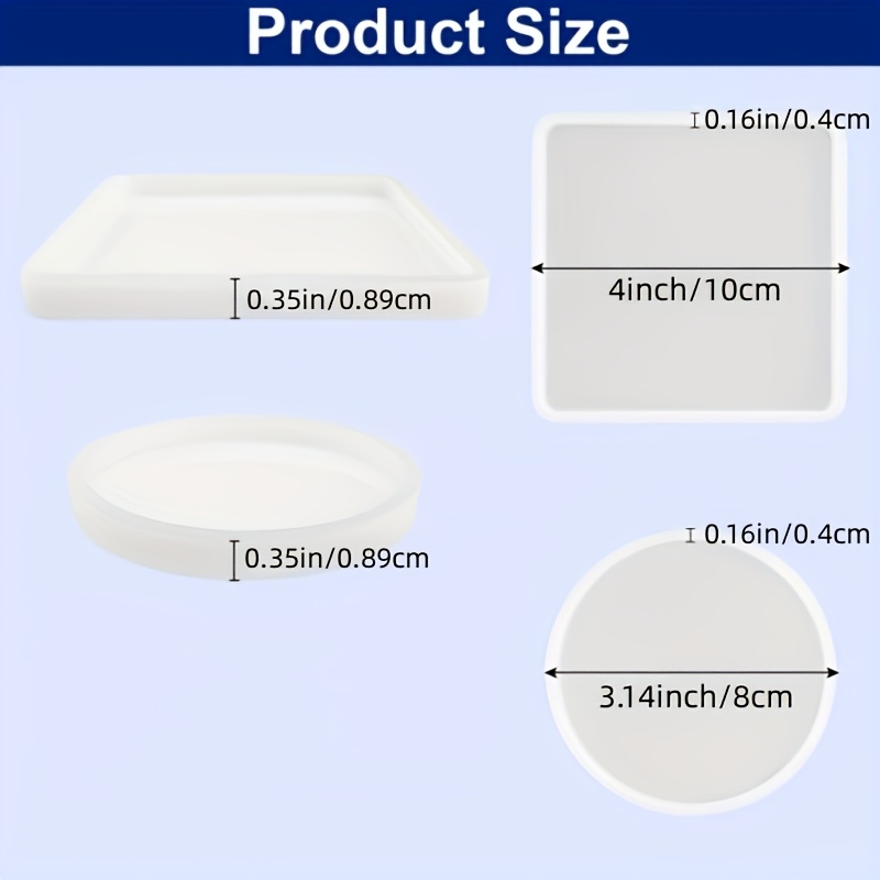 Moldes de resina epoxi de silicona para posavasos redondos, paquete de 6  unidades, bandeja circular de 2 discos con agujero, collar de fundición de
