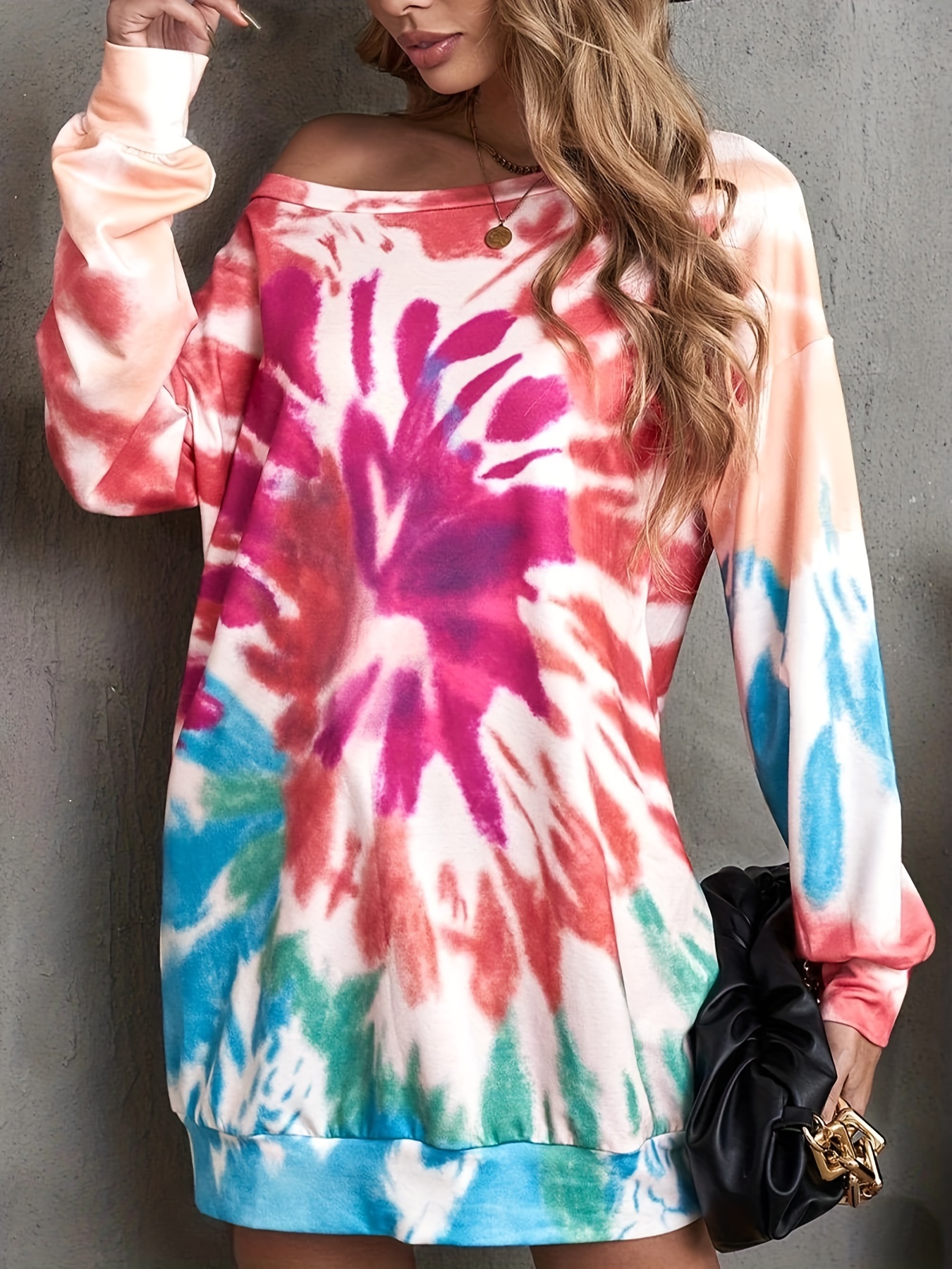 Tie Dye Drop Shoulder Oversized Sweatshirt Casual Long Temu