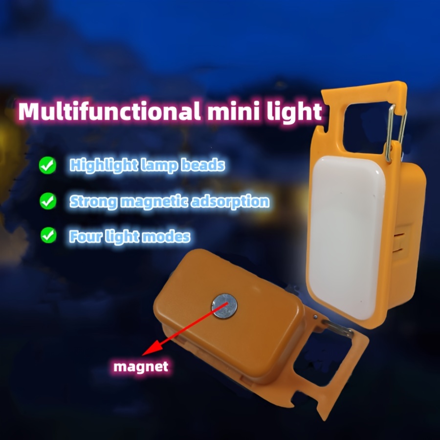 1pc Portable Usb Rechargeable Cob Work Light Keychain Light,  Multifunctional Mini Led Flashlight For Camping And Inspection