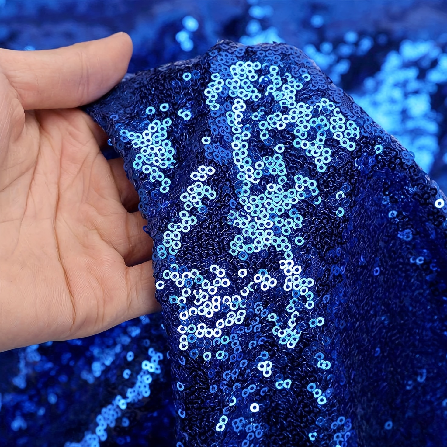 1 Yard Navy Blue Sequin Fabric Glitter Embroidery Fabric Diy - Temu