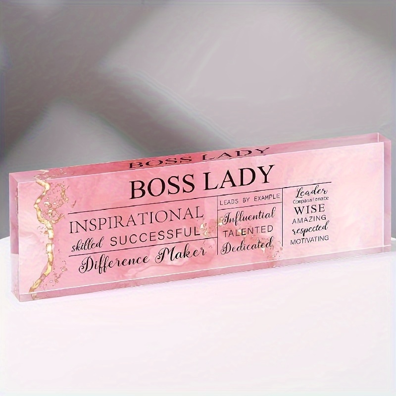 1pc office decor for women acrylic name plate 7 8 x1 9 inch pink marble style acrylic name plat pink office decor boss gifts for women office decor for women gifts for boss woman and paperweights for desk leader