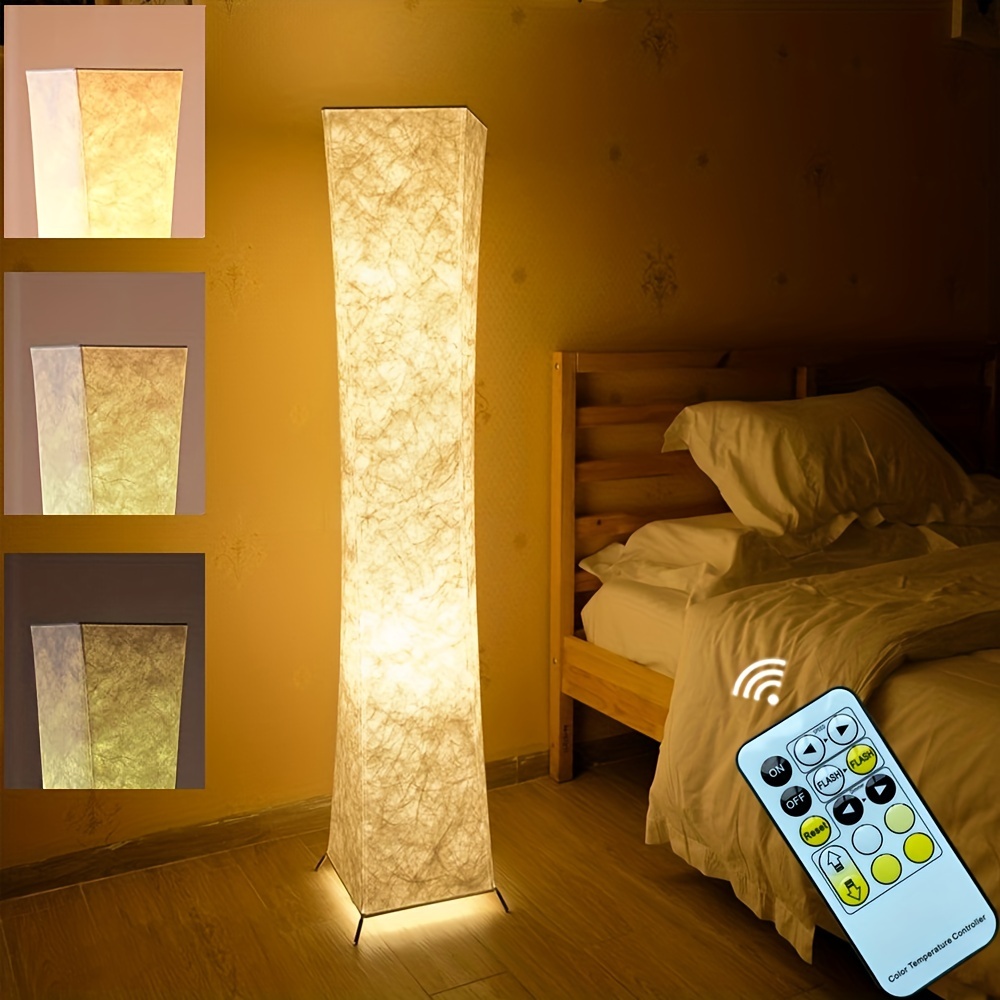 Floor lamp, CHIPHY RGB Standing Lamps, Colors Changing and Dimmable LED Bulbs, Remote Control and White Fabric Shade, Modern for Bedroom, - 3