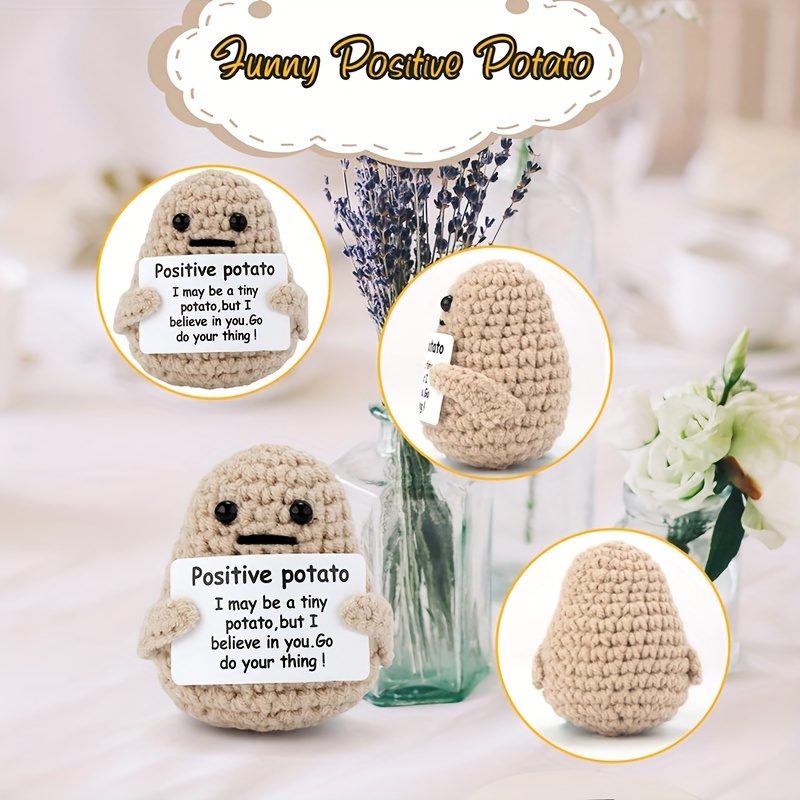 Mini Funny Positive Potato Cute Wool Funny Knitted Positive - Temu