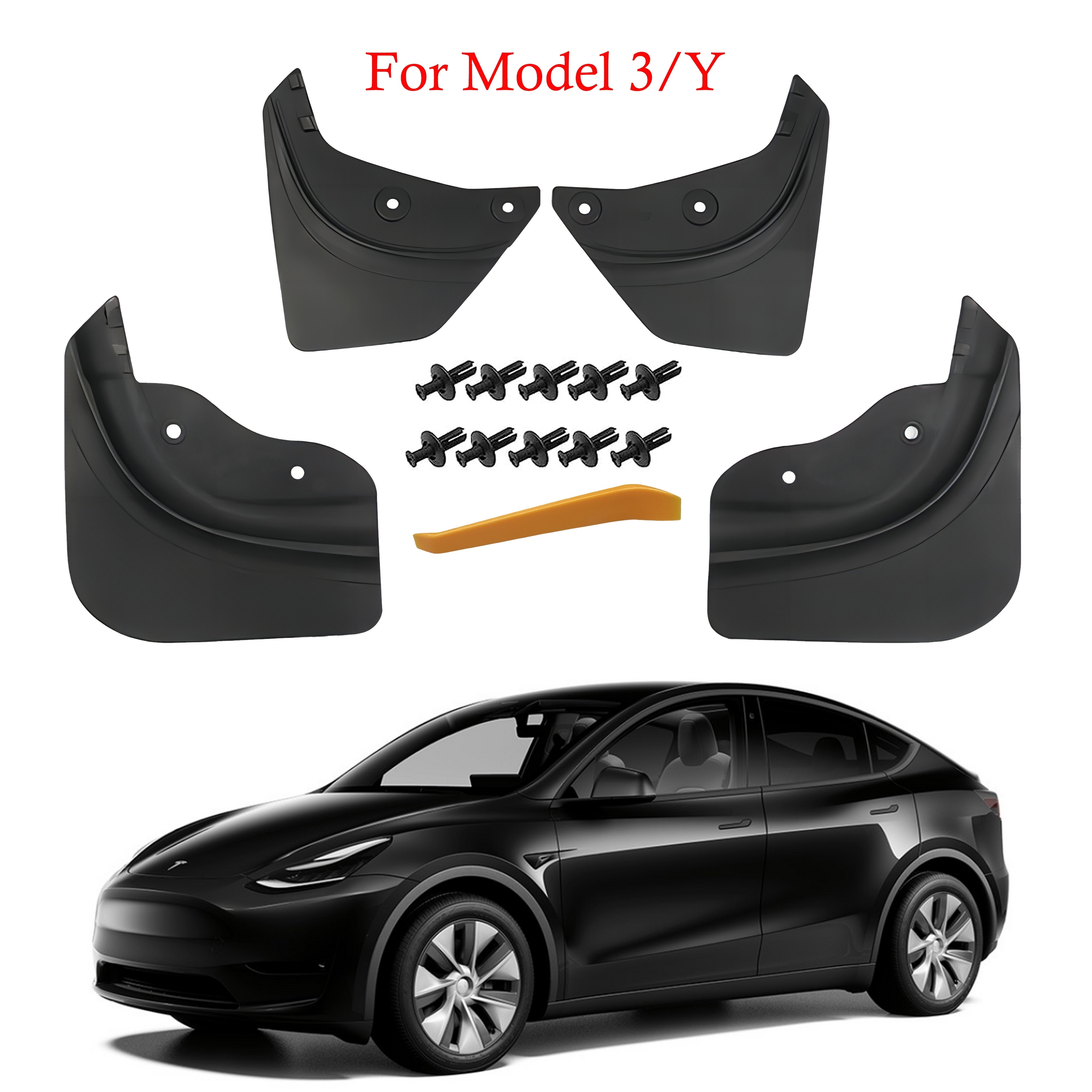Model 3/y Mud Flaps No Drilling Required Mud Guards - Temu Mexico