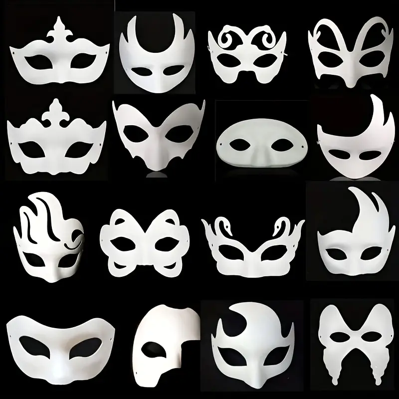 1pc Men's Anime Black White Mask, Plastic Cosplay Mask Props Halloween Gift,Temu