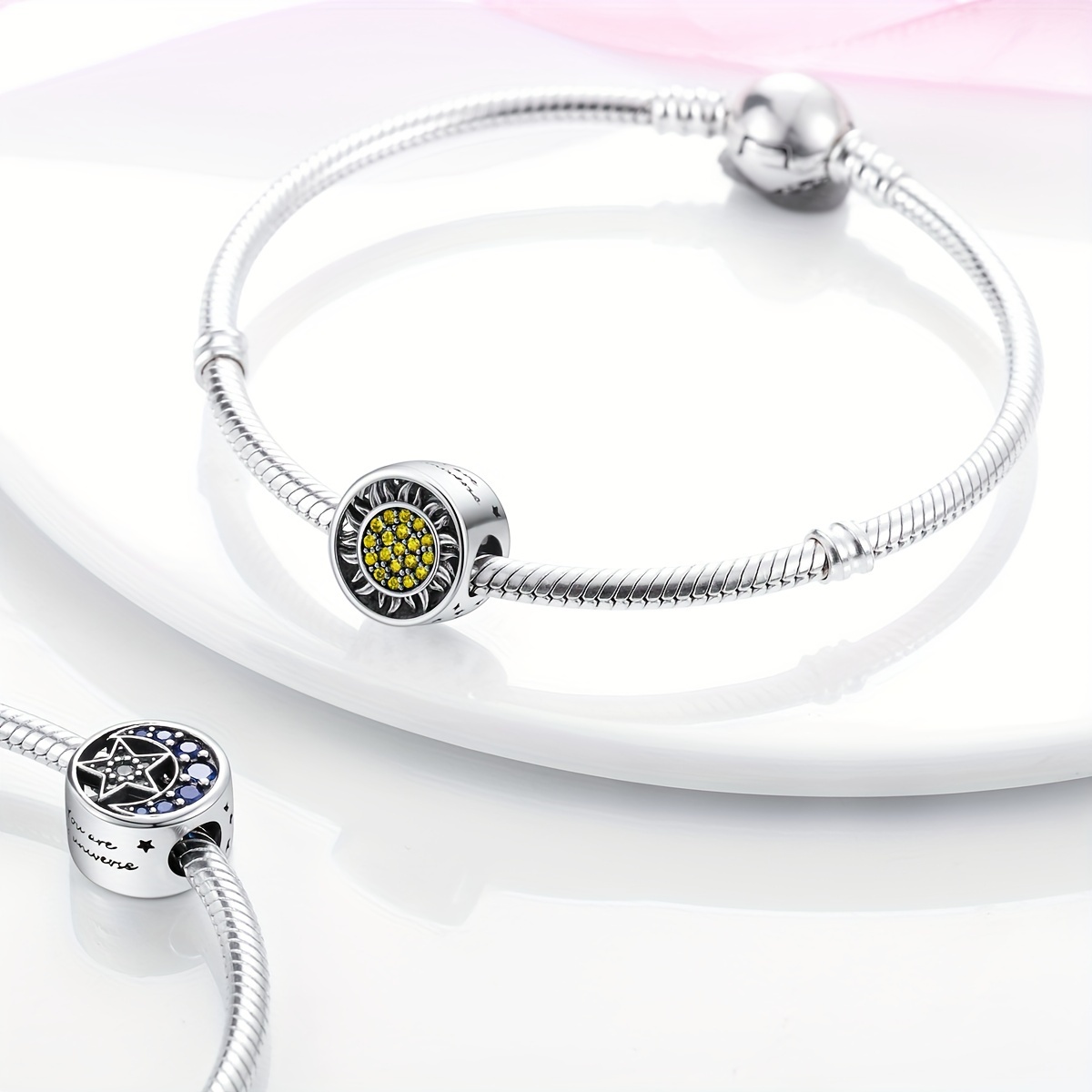 Women's Stainless Steel Round Sun Bracelet / Women's Gift 