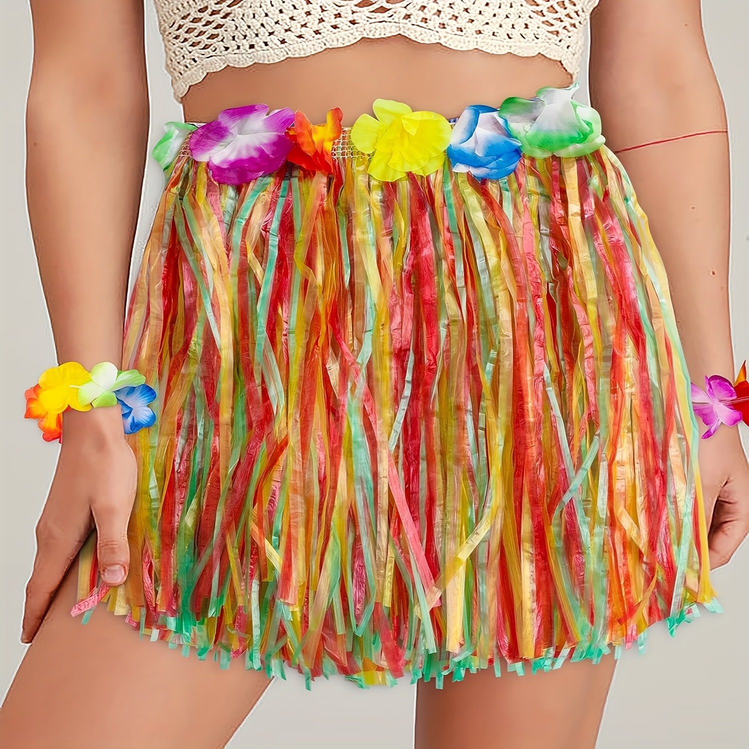 Hawaiian Hula Skirt Tropical Hawaiian Grass Dress Summer - Temu Canada