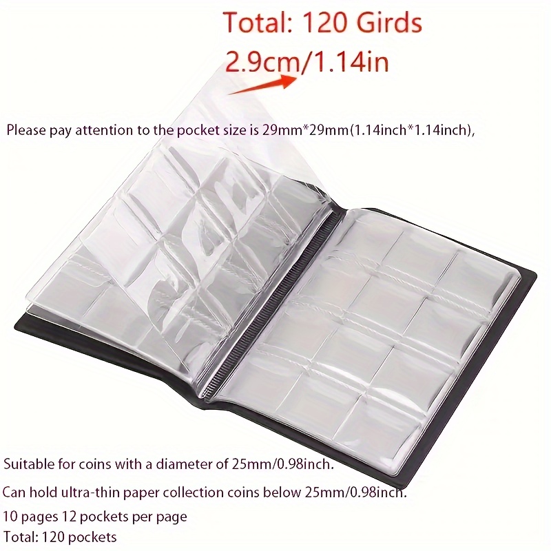 Coin Collection Supplies Holder Book for Collectors and 12 Sheets